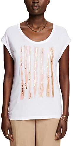 ESPRIT Damen 043EO1K302 T-Shirt, 100/WHITE, XS