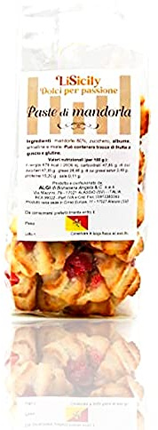 LiSycily - PASTE DI MANDORLA RICCE CON CILIEGIA (1000 Gr) - PRODUZIONE ARTIGIANALE | Pasta di Mandorle Siciliane Riccia con Ciliegie Pasticceria Siciliana | Solo Ingredienti 100% Naturali