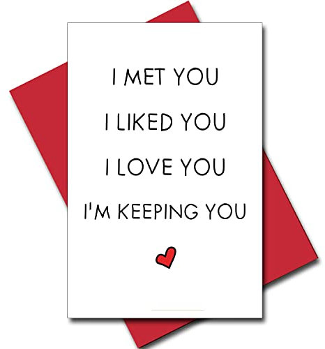 KARTEN 24 VERSAND Valentinskarte Jahrestag Karte Liebe Liebesbrief für Grußkarten Valentinstag lustig frech Freund Mann Ehemann ihn Geschenk Valentinstagskarte (I met you)
