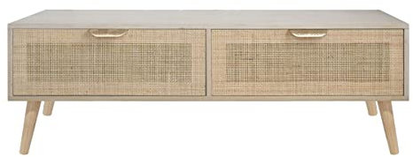 TV-Ständer aus MDF-Holz, Braun mit 2 Türen, ohne Montage (nur zum Anschrauben der Beine), Beistellschrank für Schlafzimmer, Wohnzimmer, elegante Boho-Dekoration, 120 cm