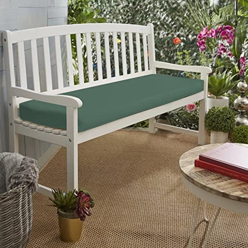 Water Resistant Garden Bench Cushion 2 Seater for Patio Furniture Kitchen/Dining Bench Indoor Outdoor Comfortable Thick Cushion With Zipper Removable Washable Cover (2 seater 108x45x6cm, Bottle Green)