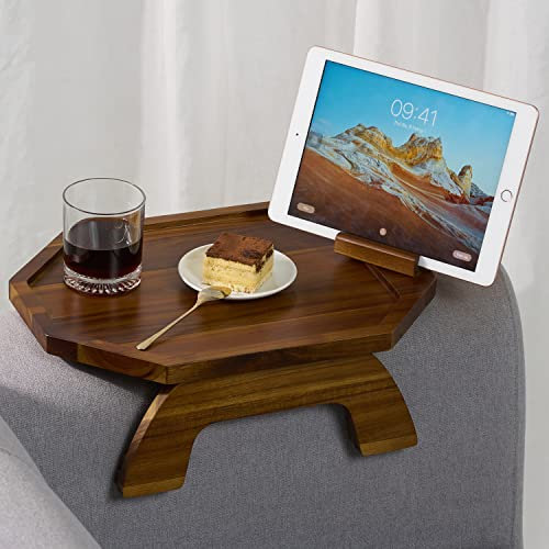 Bandeja para reposabrazos de sofá, mesa de brazo de sofá, bandeja de brazo de clip, mesa de bandeja de sofá para sofá, mesa plegable de aperitivos con soporte giratorio de 360 grados,