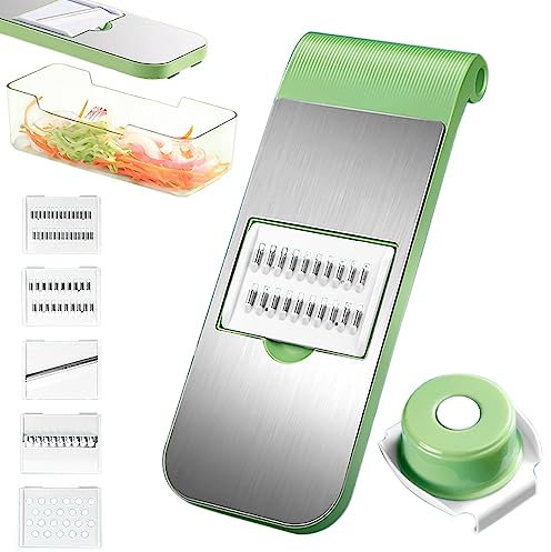 Cortadora de verduras, Mandolina Slicer, Mandolina de Cocina, Con 5 configuraciones de cuchilla,Rebanador de Verduras,Rallador de Verduras,Multifuncional Picador de Verduras,Cortador de Verdura Manual