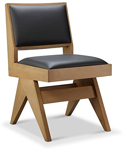 Meelano Manon Beistellstuhl, Eiche Leder, Schwarz