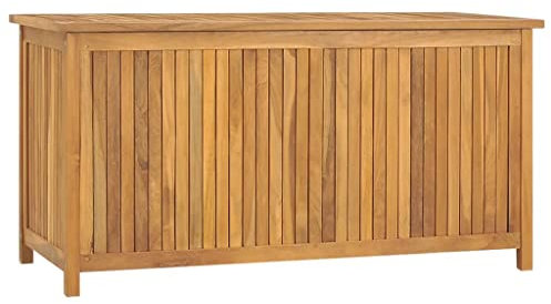 FIRBNUS Aufbewahrungstruhe 114x50x58 cm Garten Aufbewahrungsbox Gartentruhe Auflagenbox Kissenbox Storage Boxes Massives Teakholz mit Lasur auf Wasserbasis PE Auskleidung