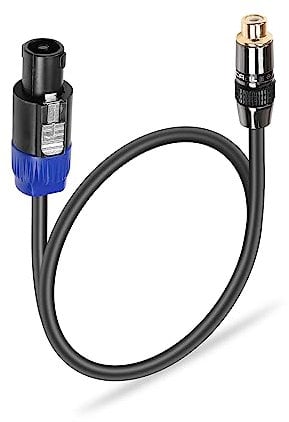 PNGKNYOCN RCA to Speakon Adapter Cable，4 Pin NL4FC Speaker Male to RCA Female Converter Audio Cable for Professional Stage Speaker Plug Cable（0.5M）