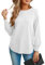 Jumpers for Women UK Winter Spring Warm Comfy Crew Neck Sweater Tops for Fashionable Women (White, M)