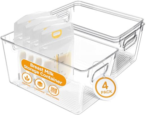 Priver Contenedores organizadores y de almacenamiento de leche materna, solución eficiente de lactancia materna para congelar la leche materna y organización de biberones, contenedores reutilizables –