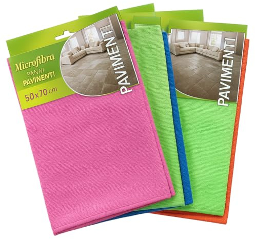 Set mit 3 Mikrofasertüchern für Böden, Größe 50 x 70 cm, Bodentuch, Hygiene zu Hause, verschiedene Farben, fusselfrei und ohne Streifen (3 Stück 50 x 70 cm)