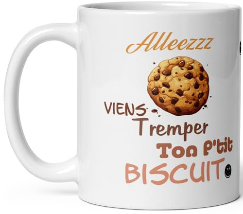 Mug humour homme viens tremper ton biscuit tasse céramique drole coquine haute qualité offrir idée cadeau mari anniversaire noel fete epoux fiancé garçon ami collegue cheri 325ml