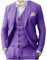 Abito da uomo in lino 3 pezzi formale da uomo d'affari blazer pantaloni abito con risvolti a tacca matrimonio testimoni dello sposo abbigliamento per feste, Viola, 68