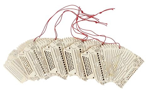 Musikboutique Anhänger aus Pappelholz als Instrumente oder Noten, 5er-Packung (Kärntnerland-Akkordeon)