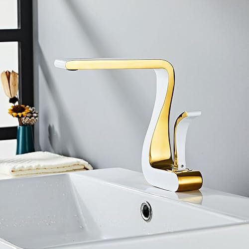 Hot & Cold Gold Waschtisch-Wasserhahn-Verlängerung, Weißgold (kein Rohr)