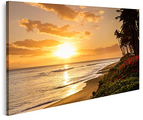 islandburner Prime Bild auf Leinwand Schöner Tropischer Sonnenuntergang Am Kaanapali Strand In Maui Hawaii Bilder Wandbilder Poster