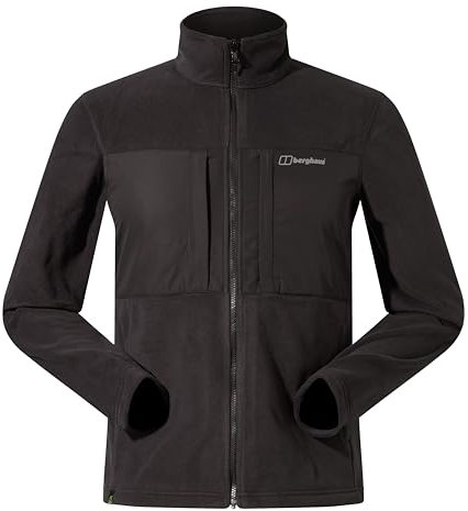 Berghaus Prism Polartec Guide Interactive Fleece Jacket |X Adjustable | Durable | Environmentally Conscious in Pile, Nero/Nero, S Uomo