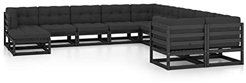 glasplatte tisch,küchentisch klein,tisch mit 4 stühlen set,11-tlg. Garten-Lounge-Set mit Kissen Schwarz Massivholz Kieferdining table set 4 chairs,bistrosets,patio tisch und stühle set,