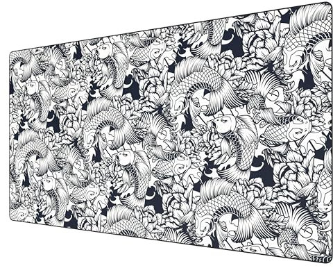 Titanwolf XXXL Übergröße Mauspad 1600x800mm, Gaming Mousepad Groß,160x80 cm Tischunterlage Large Size, verbessert Präzision und Geschwindigkeit XXXL, für Logitech Maus und Tastatur, Koi Design