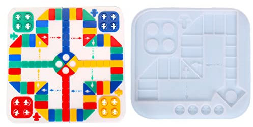 CASNO Molde de silicona, juego de moldes de ajedrez de silicona, molde de resina epoxi para bricolaje, molde de juego de ajedrez volador para niños, adultos, manualidades familiares
