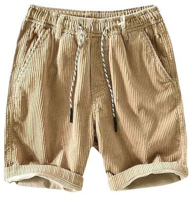 Short Homme D’éTé en Velours CôTelé Mode Couleur Unie Shorts Et Bermudas Taille éLastique avec Poches Et Cordon De Serrage Short Travail Ample Respirant ExtéRieur DéContractéE