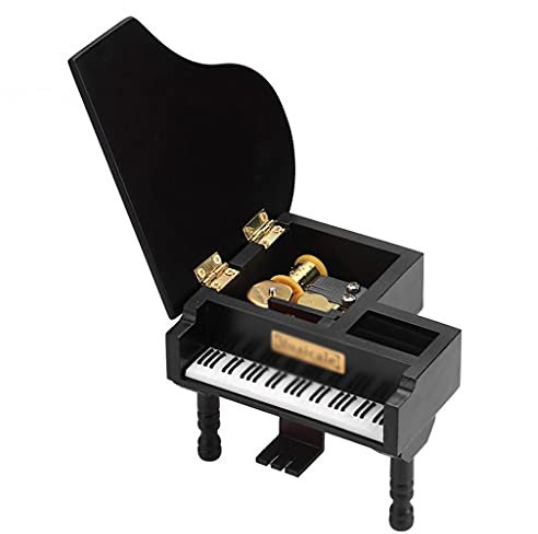 CAFIEDR Spieluhr aus Holz, aufziehbares Klavier, Spieluhr in Flügelform mit kleinem Hocker, Geburtstagsgeschenk für einen Freund