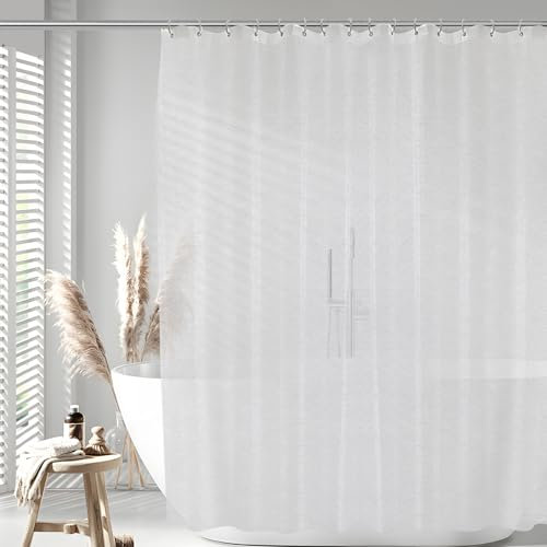 Aeici Rideaux de Douche Semi Transparent, Rideaux de Douche Largeur 240 cm Rideau Douche Baignoire Peva