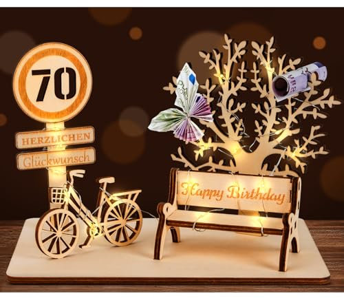 I LOVE MOM Geldgeschenk Geburtstag Holz, Fahrrad Geschenk, DIY Dreidimensionale Bäume Sitzbank Deko Zahlen für Geschenke, Hochzeiten, Partys, Geburtstage, Jubiläum (GYY-70)