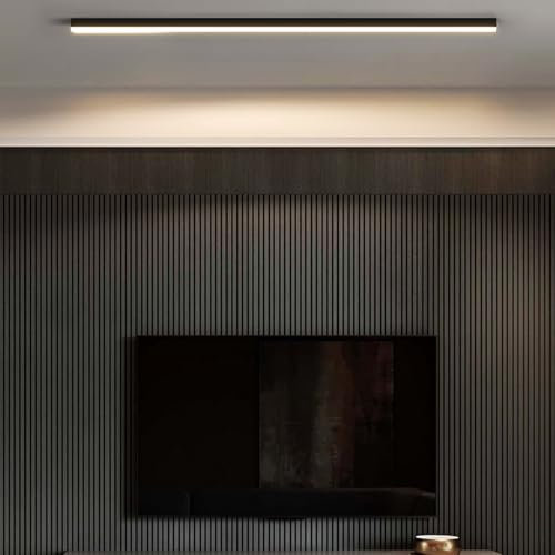 GZZBMY Lámpara de Techo LED de Acrílico Lineal Moderna2700K/4500K/6500K Pantalla de Acrílico Minimalista Empotrado Barra luz Aluminio Techo para Cocina Dormitorio Sala Estar 200CM (Luz Cálida,120CM)