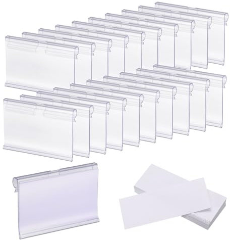 sourcing map 100pcs Basket Labels Clip 2.4 x 1.7 Inch Plastic Removable Storage Bin Labels Tags with Label Papers for Baskets, Storage Closet, Cube Box, Cloth Bins, Food Pantry, Clear