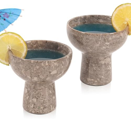 Radicaln Margarita-Gläser aus Marmor, 10,2 cm, Ozeanisch, handgefertigt, für Vintage-Glaswaren, mundgeblasen, Set mit 2 Margarita-Gläsern und Martini-Gläsern