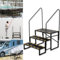 Wohnmobil-Treppe 3-stufige, Wohnmobil-Stufen 200 kg Tragkraft für Wohnwagen Camping, mit 2 Handlauf Trittstufe, rutschfest Tritthocker, RV Steps, Reiseanhänger