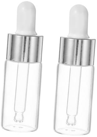 Baluue 2 Pack of Glass Dropper Bottles Refillable Travel Bottles for Perfume Essential Oils Small Makeup Silicone Head (10ml)