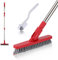 GINZER Ensemble de brosses à joints avec manche long réglable à poils rigides, brosse rotative en forme de V pour joints de carrelage de salle de bain, cuisine et cônes nettoyés durement
