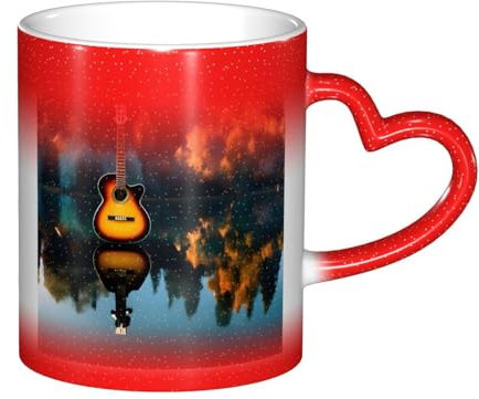 TTYDOKLA Tasse mit Lake Guitar Reflections-Druck, Farbwechsel, hitzeempfindliche Kaffeetassen, für personalisierte Geschenke und den täglichen Gebrauch