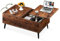 LEMROE Lift Top Coffee Table with Storage, Coffee Table with Lift up Tabletop, Versatile Wooden Extendable Table Top End Side Table for Living Room Home Office (Brown - Flip-up)