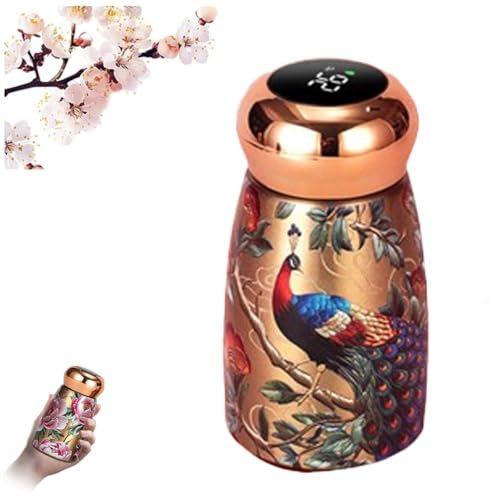 Stylish & Portable Insulated Water Bottle with Temperature Display, 230ml Portable Insulated Stainless Steel Water Bottle, Flask Hot Cold Drinks Container for Gym, Hiking, Office (C)