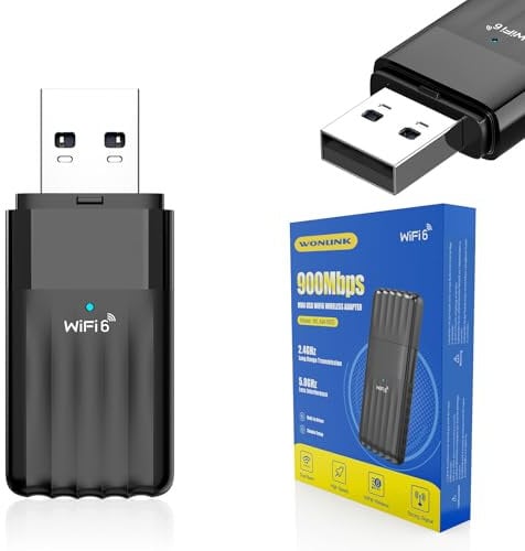 WONLINK USB WiFi Adapter for PC, WiFi 6 Adapter Bluetooth 5.3 USB WiFi Dongle Dual Band 5G 2.4G AX900M Wireless Network Adapter for Desktop Laptop, Supports Windows 11/10, WPA3, Mini Size