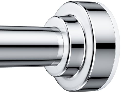 TEECK Shower Curtain Rod, 32-68 inch Adjustable Spring Tension Curtain Rod, Never Rust Anti-Slip Shower Curtain Rod for Bathroom, No Drilling, Never Collapse, Easy to Use, Silver