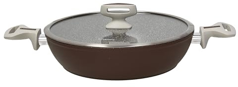 Tognana Pearlbrown stone, Casseruola 2 manici 28 cm con coperchio, alluminio forgiato, marrone
