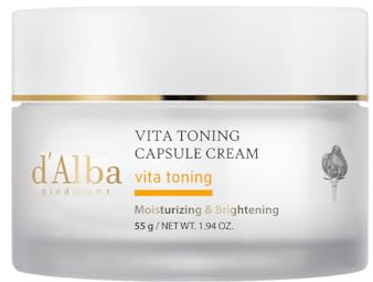 d'Alba Piedmont Vita Toning Kapselcreme, Tiefenhydrierende Gesichtsfeuchtigkeitscreme, Glas-Haut mit Vita-Cera-Ölkapseln, Tiefenhydrierende Gesichtsfeuchtigkeitscreme (55 ml)