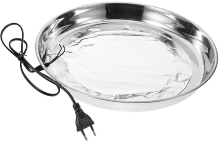 LOORGVEL Beheizte Geflügeltränken Heizbasis aus Edelstahl mit Hoher Wärmeleitfähigkeit und Konstanter Wärme für Hühner und Gänse im Winter 38cm Eu Stecker