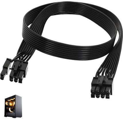 PCIE Cable, 8 Pin to 6+2 Pin PCIE Cable, Compatible with ARESGAME Thermaltake Corsair Modular PSUs, Male to Male PSU Extension Cable 18AWG Copper Wire PCIE Adapter for Graphics Card Power (50 cm)
