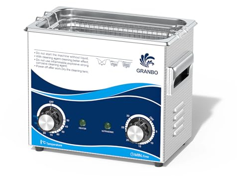Granbo Ultraschallreiniger, 3,2 l, 120 W, Ultraschall-Schmuckreiniger, 40 kHz mit Heizungs-Timer und Entgasung, 110 V Schallreiniger mit Knöpfen, Labor-Ultraschallreiniger für Schmuck, Brillen