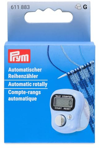 Prym 611883 Automatischer Reihenzähler – Mechanischer Strick- & Häkelzähler, hellblau, 1 Stück