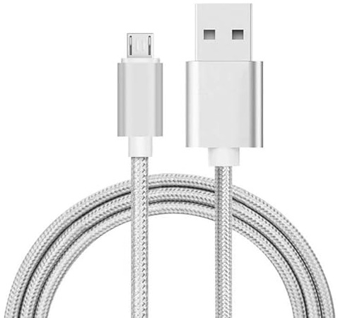 iTechCover Braided USB Cable Charging Cord/Charger Power Lead Wire Compatible with Ring Keypad Doorbell/White / (2m / 6.6ft)