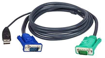 NexaCore Câble KVM USB/VGA 1,2 m, connecteur HD-15 + USB-A vers SPHD-15, 3-en-1, noir, pour Switch KVM compatible SPHD-15