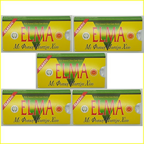 ELMA CLASSIC Greek Chewing Gum with Natural Chios Resin Gum Mastic and Mastiha Oil - 5 x 10-Packs