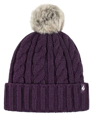 HEAT HOLDERS 1 Ladies Genuine Heatweaver Cable Knit Thermal Winter Warm HAT TOG 3.4 Variations - Faux Fur Pom Pom/Turn Over Cuff/Standard Beanie