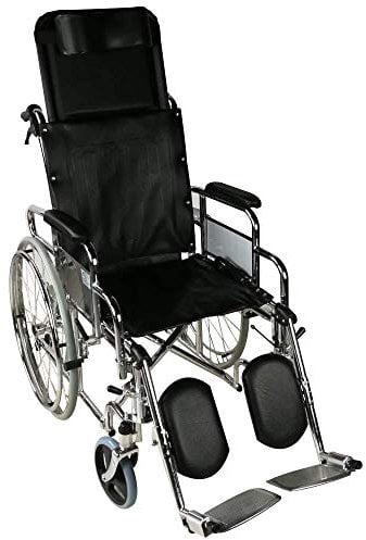 Mobiclinic®, Rollstuhl, Obelisco, Europäische marke, Für ältere und behinderte, Leichtgewicht, Aluminium, Pflegerollstuhl mit liegefunktion, Beinstütze kopfstütze, Schwarz, Sitzbreite 45 cm