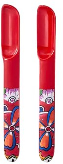 Prepara Taco Spoon, Red Talavera, Set of 2 | Small Scrape Curved Serving Spoon for Easy Scooping Spoon Set, Ideal for Taco Tuesdays, Dips, Yogurt, Sauces