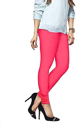 Ladyline Legging Churidar extra long en coton uni pour femme, rose fluo, 42